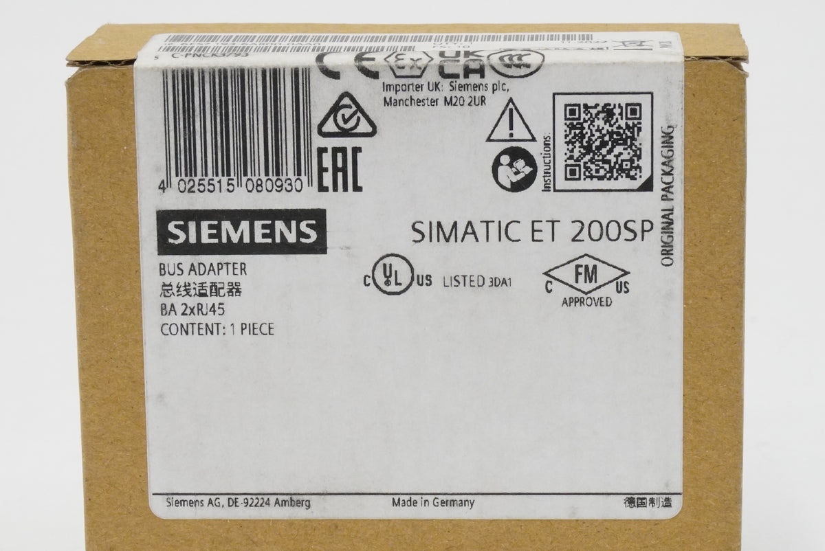 Siemens 6ES7193-6AR00-0AA0 SIMATIC ET 200SP BusAdapter BA 2xRJ45