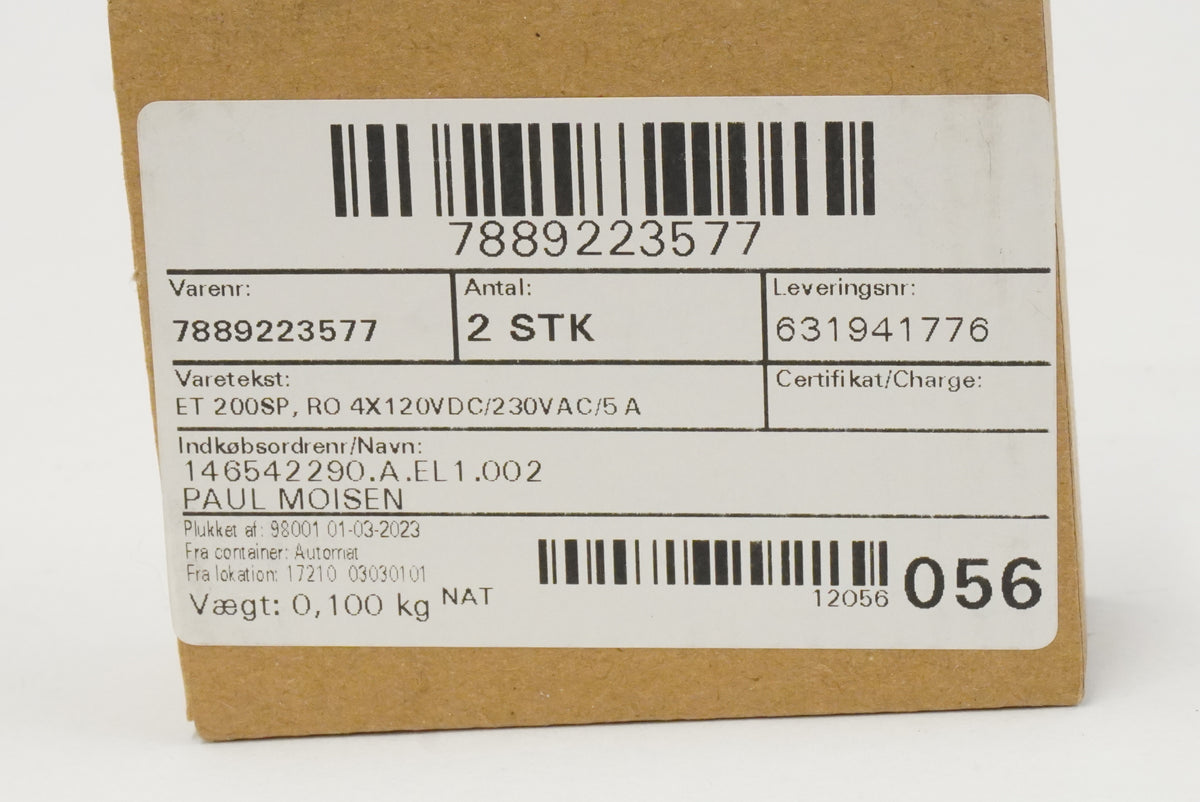 Siemens 6ES7132-6HD01-0BB1 SIMATIC ET 200SP Relay Module, RQ NO 4x 120V DC