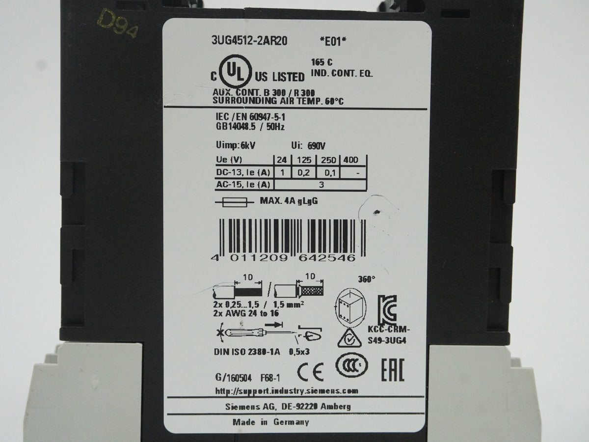 Siemens 3UG4512-2AR20 3UG4512-2AR20 Voltage Monitoring Relay