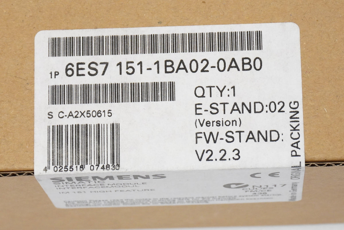 Siemens 6ES7 151-1BA02-0AB0 SIMATIC DP Interface Module IM151-1 High Feature