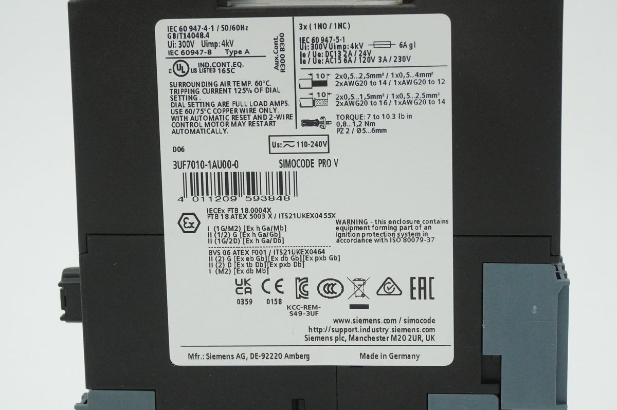 Siemens 3UF7010-1AU00-0 SIMOCODE PRO V PB Basic Unit
