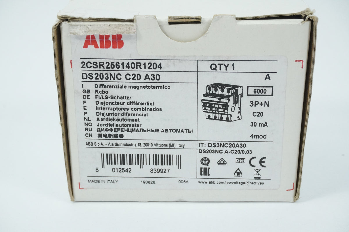 Abb 2CSR256140R1204 DS203NC C20 A30 Residual Current Circuit Breaker
