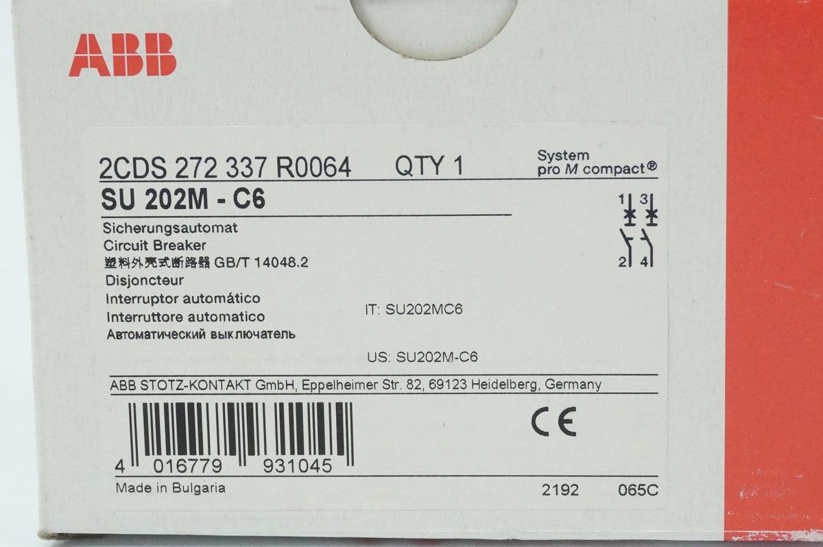 Abb 2CDS272337R0064 SU 202M - C6 Circuit Breaker System Pro M Compact