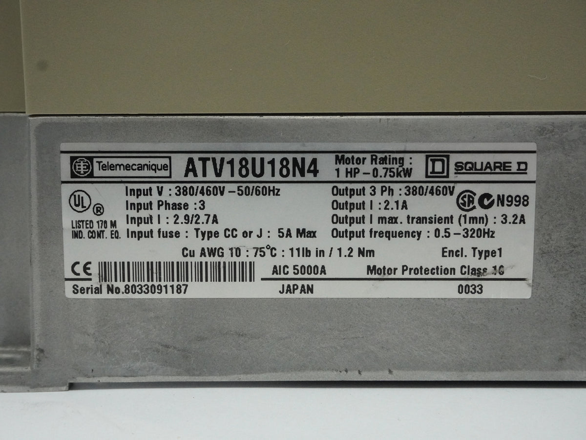 Telemecanique ATV18U18N4 ATV18U18N4 Variable Speed Drive 0.75kW / 1HP