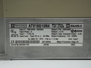 Telemecanique ATV18U18N4 ATV18U18N4 Variable Speed Drive 0.75kW / 1HP