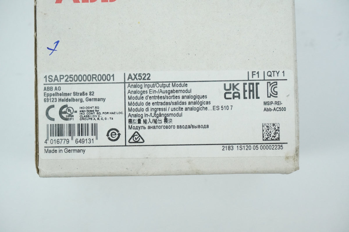Abb 1SAP250000R0001 1SAP250000R0001 AX522 Analog Input/Output Module