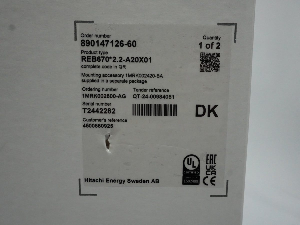 Hitachi Energy 1MRK002800-AG REB670 2.2-A20X01 Busbar Protection Relay