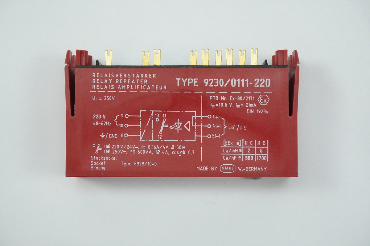 Stahl 9230/0111-220 Ex-80/2171 RELAY REPEATER 220 V 48-62Hz