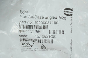Harting 19200031160 Han 3A Screw-In Housing Angled-M20 Batch 6 Pcs.