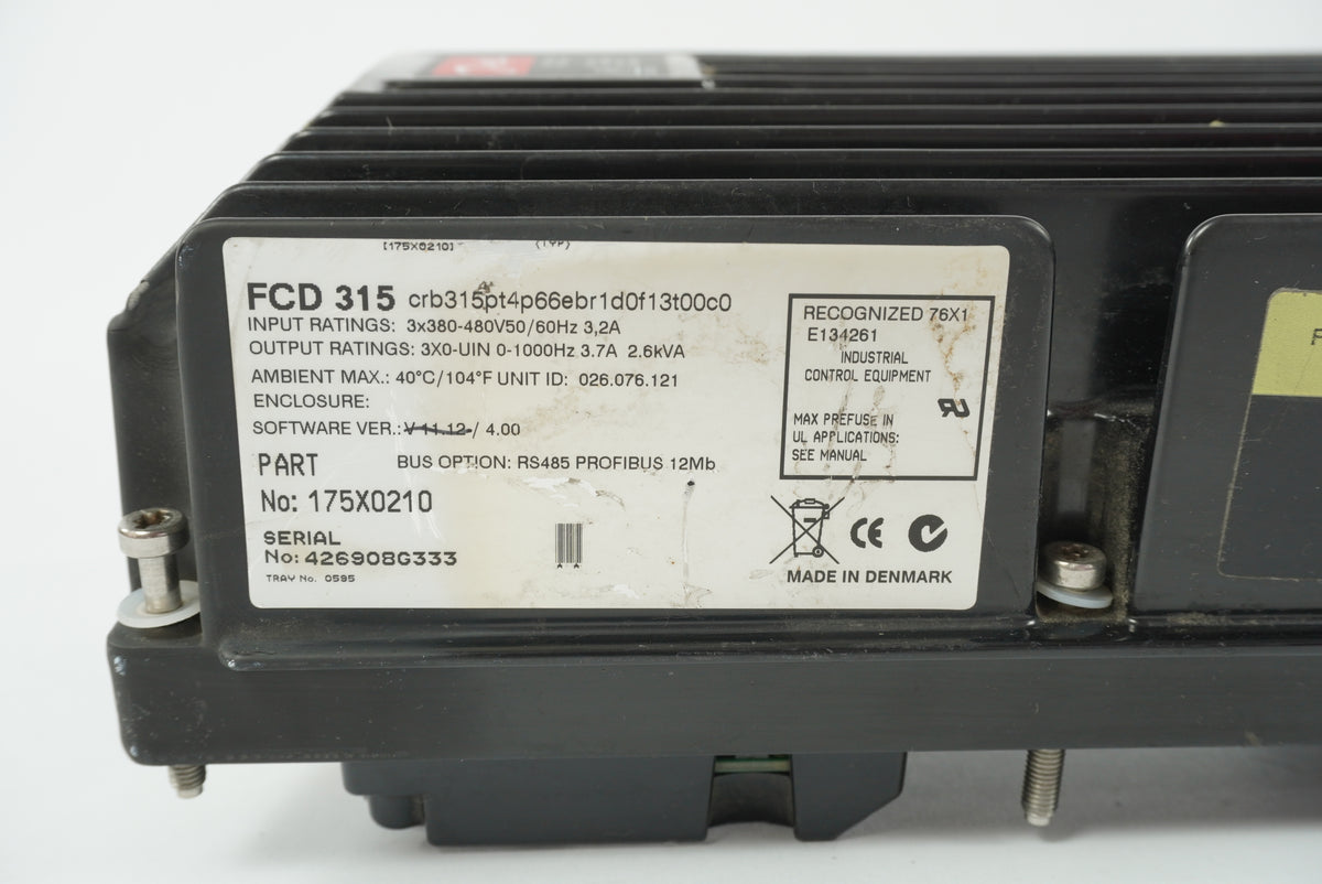 Danfoss 175X0210 FCD 315 VLT Drive crb315pt4p66ebr1d0f13t00c0