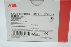 Abb 2CDS272337R0377 SU 202M-K6 Circuit Breaker 2-pole 6A K-characteristic