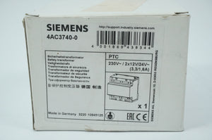 Siemens 4AC3740-0 4AC3740-0 Safety Transformer PTC 230V~/2x12V/24V~
