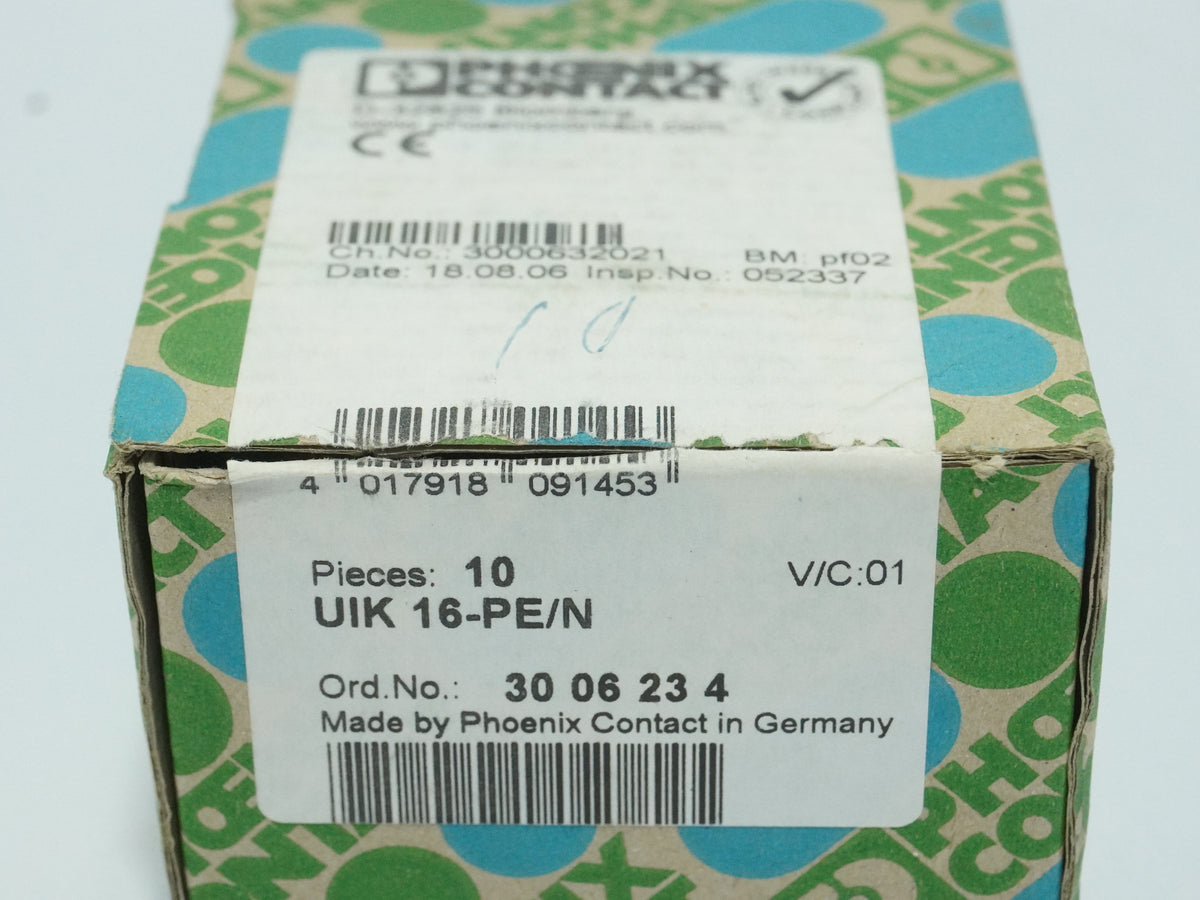 PhoenixCon UIK 16-PE/N DIN Rail Mount Terminal Block 10 pcs.