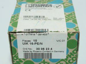 PhoenixCon UIK 16-PE/N DIN Rail Mount Terminal Block 10 pcs.