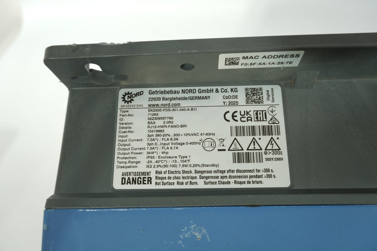 Nord 71263 SK250E-FDS-301-340-A-B1I Frequency Inverter
