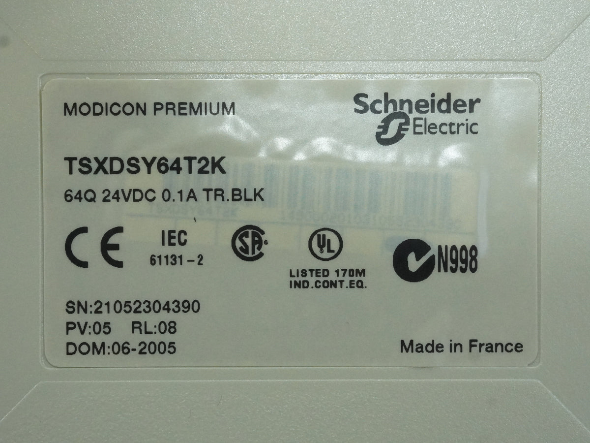 SchneiderE TSXDSY64T2K 64Q 24VDC 0.1A Discrete Output Module