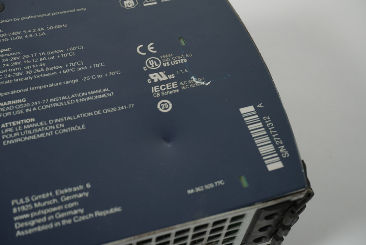 Puls QS20.241-77 Power Supply 1-Phase 24V 20A 480W