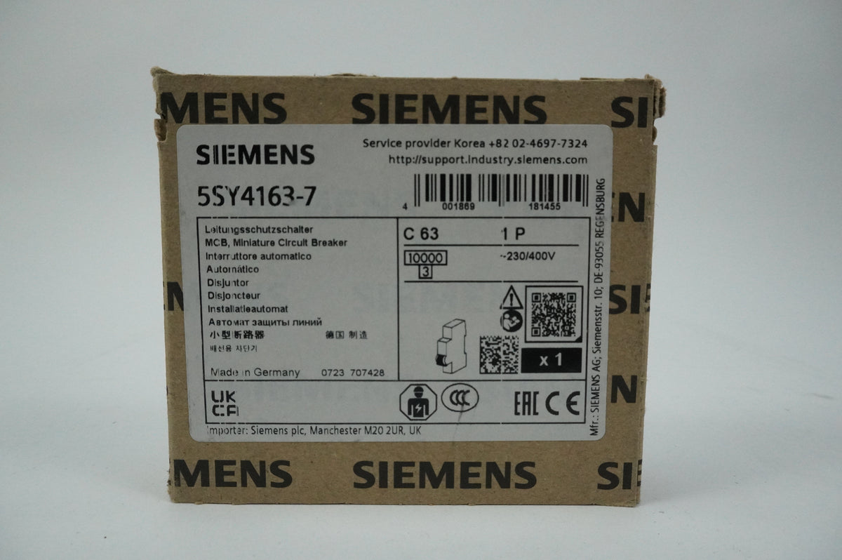 Siemens 5SY4163-7 5SY4163-7 MCB Miniature Circuit Breaker C63 1P