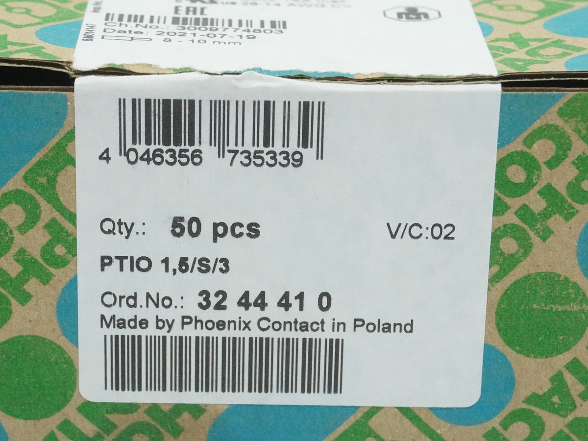 PhoenixCon 3244410 PTIO 1,5/S/3 - Sensor/actuator terminal block. 50 Pcs.