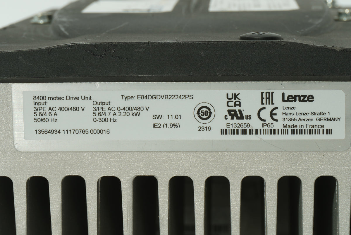 Lenze E84DGDVB22242PS 8400 Motec Drive Unit W: E84DGS3VGBCND