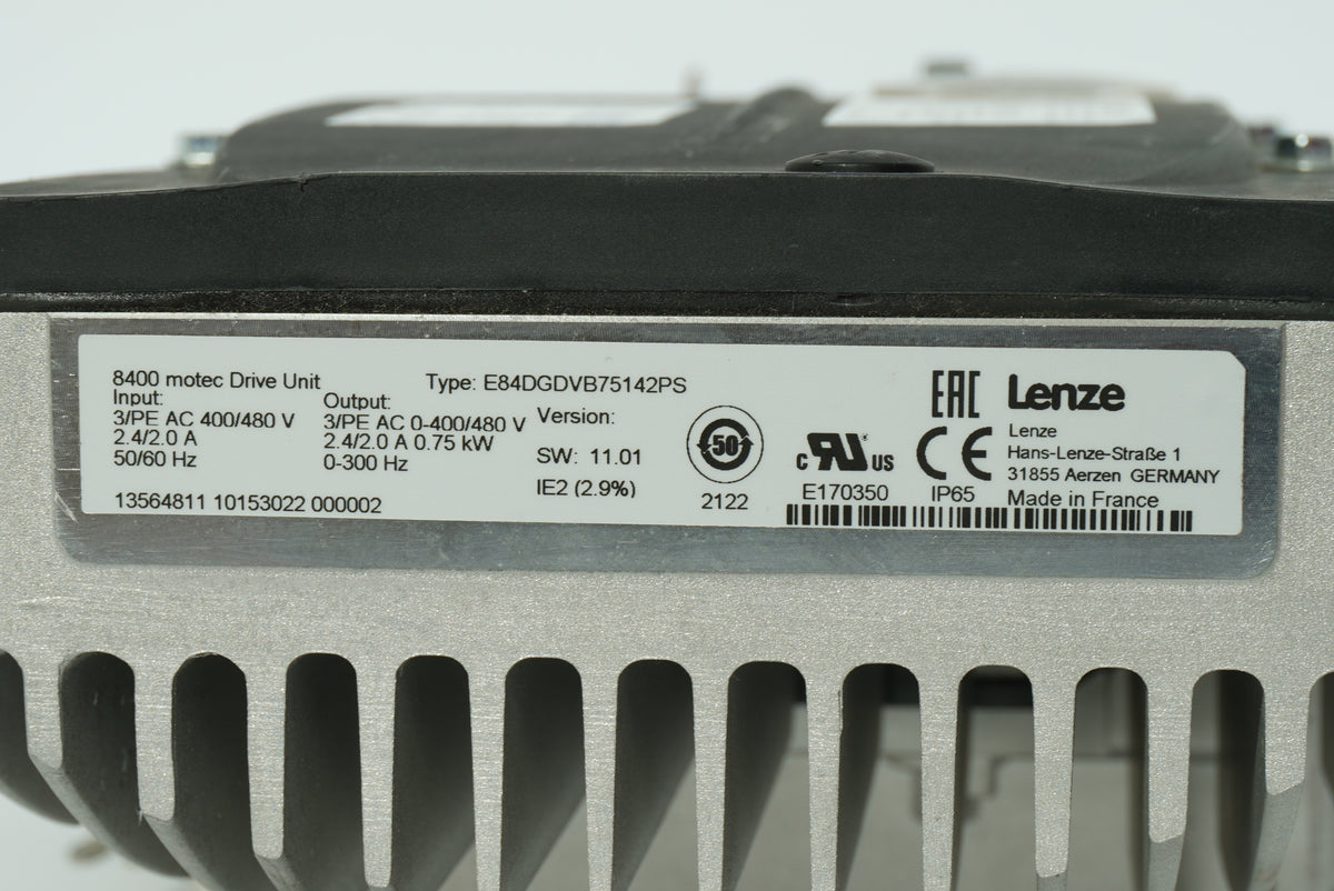 Lenze E84DGDVB75142PS 8400 motec Drive Unit, W:Z35BBC0RC0G175F00S, E84DGS3KCENND