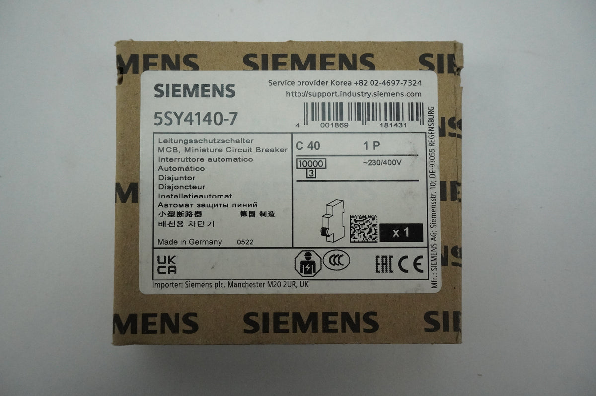Siemens 5SY4140-7 MCB Miniature Circuit Breaker C40 1P Batch of 12pcs.