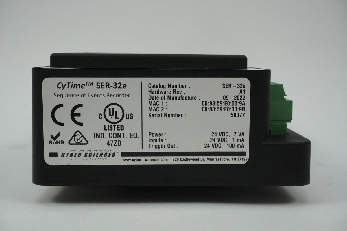 Cyber Sciences SER-32e CyTime SER-32e Sequence of Events Recorder