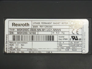 Bosch/Rexr R911298355 MSK050C-0600-NN-M1-UG1-NNNN, Servo Motor