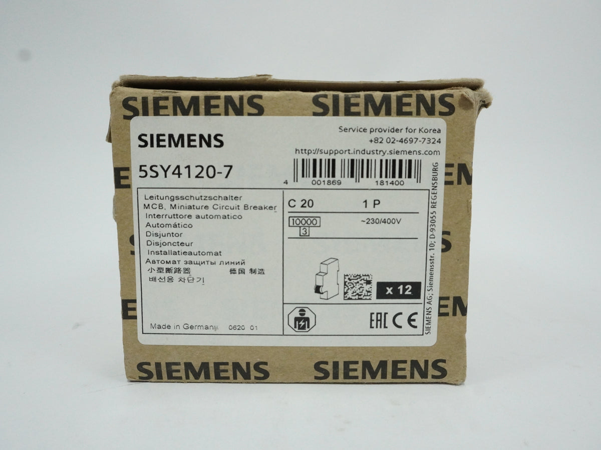 Siemens 5SY4120-7 MCB Miniature Circuit Breaker C20 1P Batch of 12pcs.