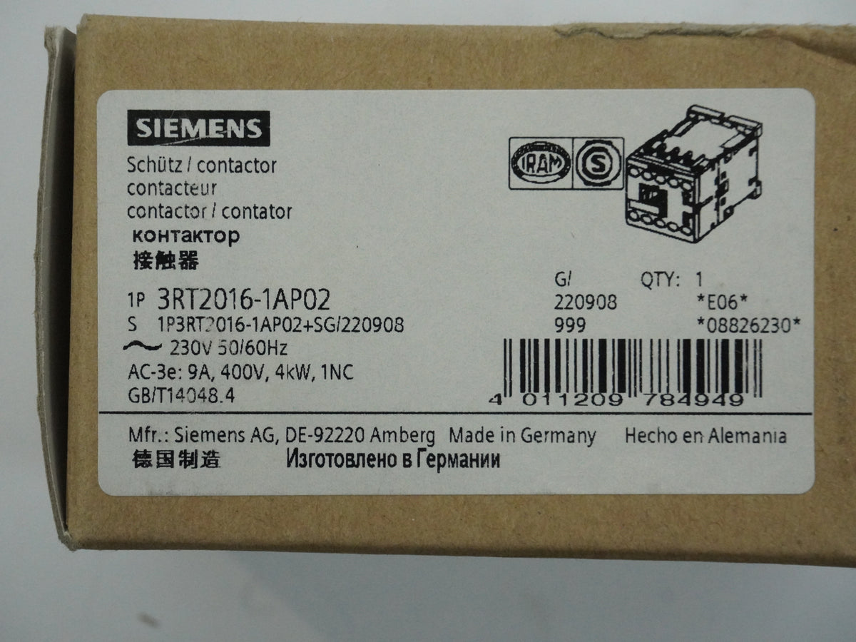 Siemens 3RT2016-1AP02 3RT2016-1AP02 Contactor