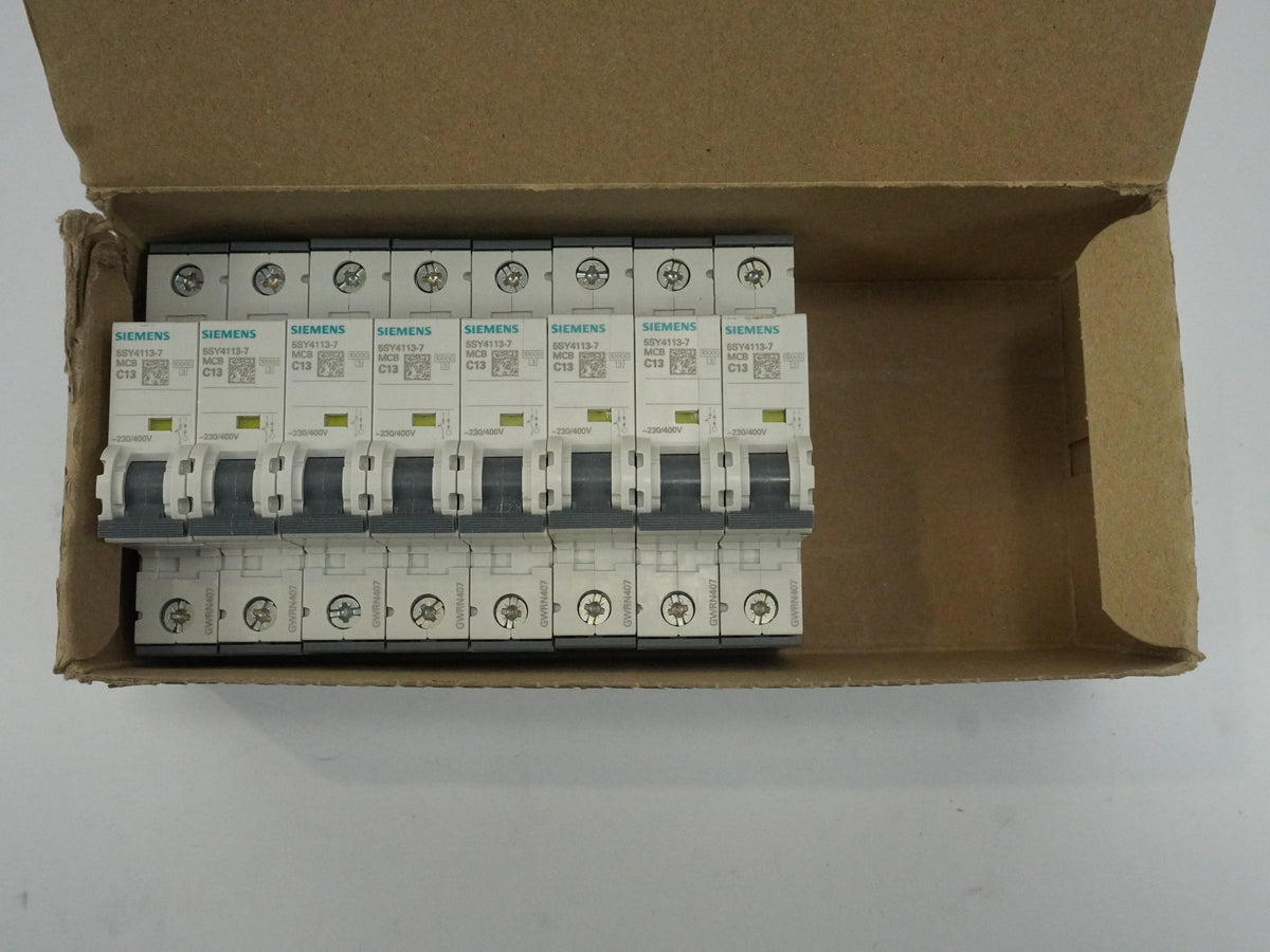 Siemens 5SY4113-7 MCB Miniature Circuit Breaker C13 1P Batch of 8 pcs.