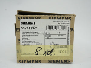 Siemens 5SY4113-7 MCB Miniature Circuit Breaker C13 1P Batch of 8 pcs.