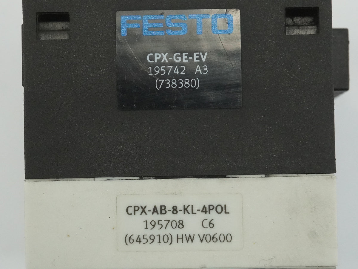 Festo 195742 CPX-GE-EV Electric Interface Module With CPX-AB-8-KL-4POL 195708