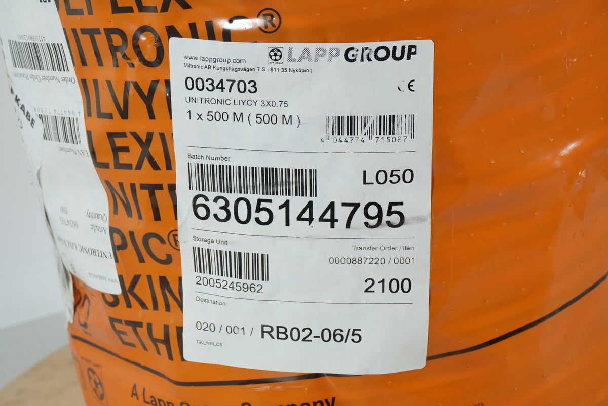 Lapp 0034703 500M Unitronic Liycy 3X0,75
