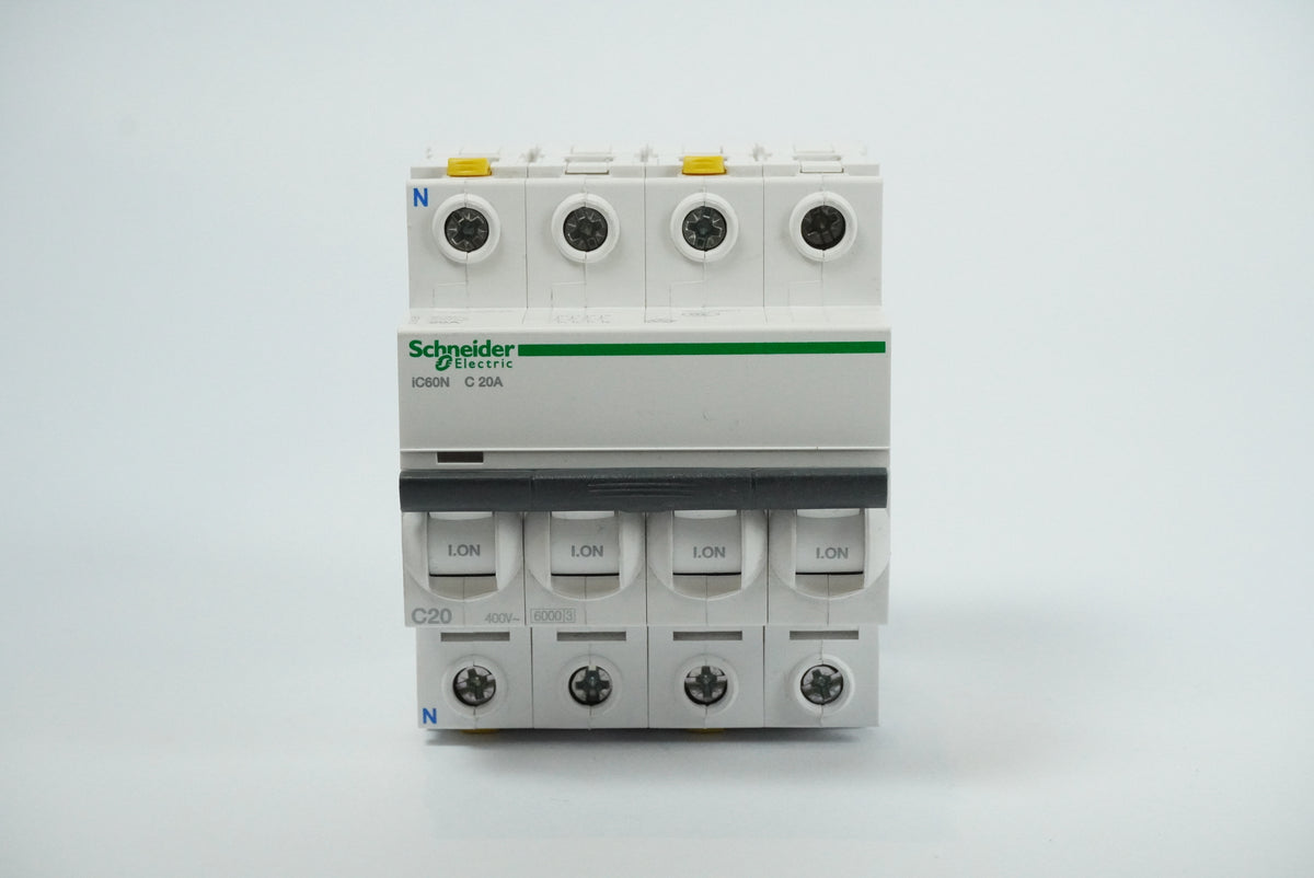 Schneider Electric A9F04720 iC60N C 20A 4-Pole Miniature Circuit Breaker