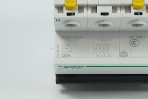 Schneider Electric A9F04720 iC60N C 20A 4-Pole Miniature Circuit Breaker