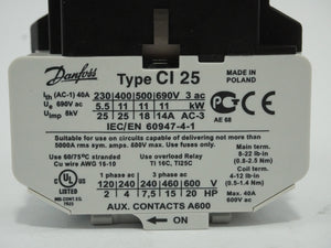 Danfoss 2322022256 CI 25 Contactor 220-240V/50Hz