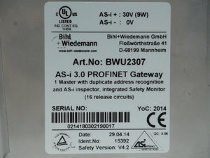 Bihl+Wiedemann BWU2307 AS-i 3.0 PROFINET Gateway