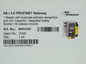 Bihl+Wiedemann BWU2307 AS-i 3.0 PROFINET Gateway