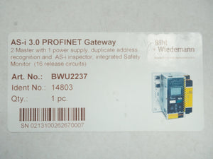 Bihl+Wiedemann BWU2237 AS-i 3.0 PROFINET Gateway 2 Master with Safety Monitor