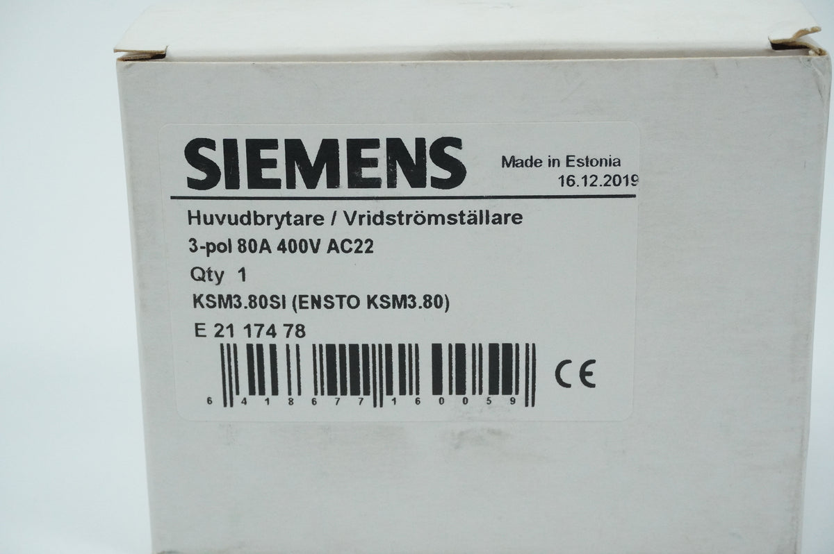Ensto KSM3.80 Siemens KSM3.80SI Main Switch / Rotary Isolator 3-pole