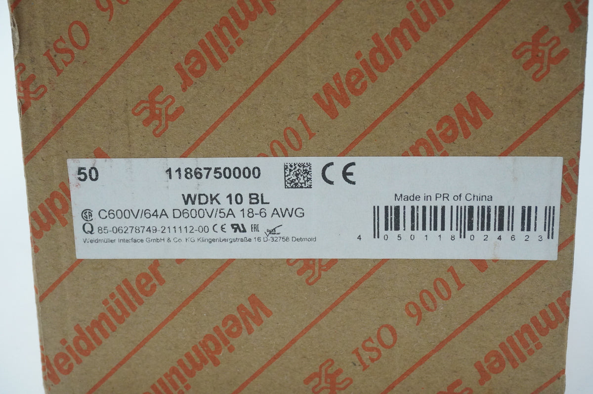 Weidmüller 1186750000 WDK 10 BL Terminal Block Batch 45pcs.