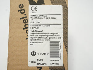 General Cavi 32061900 H07Z-K Halogen-free Flexible Single-core Wire 100m