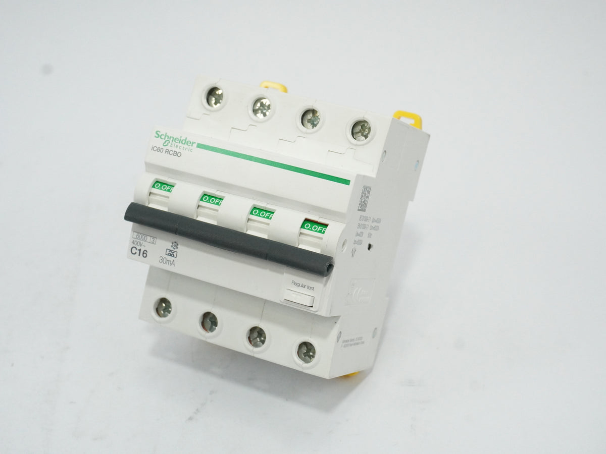 Schneider Electric A9D67416 Acti9 IC60 RCBO 4P 16A 30mA-C-A Circuit Breaker