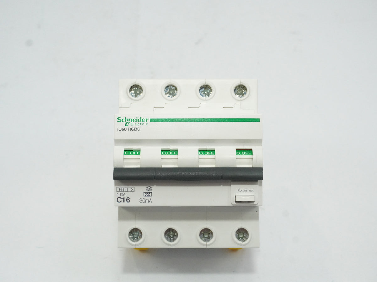 Schneider Electric A9D67416 Acti9 IC60 RCBO 4P 16A 30mA-C-A Circuit Breaker