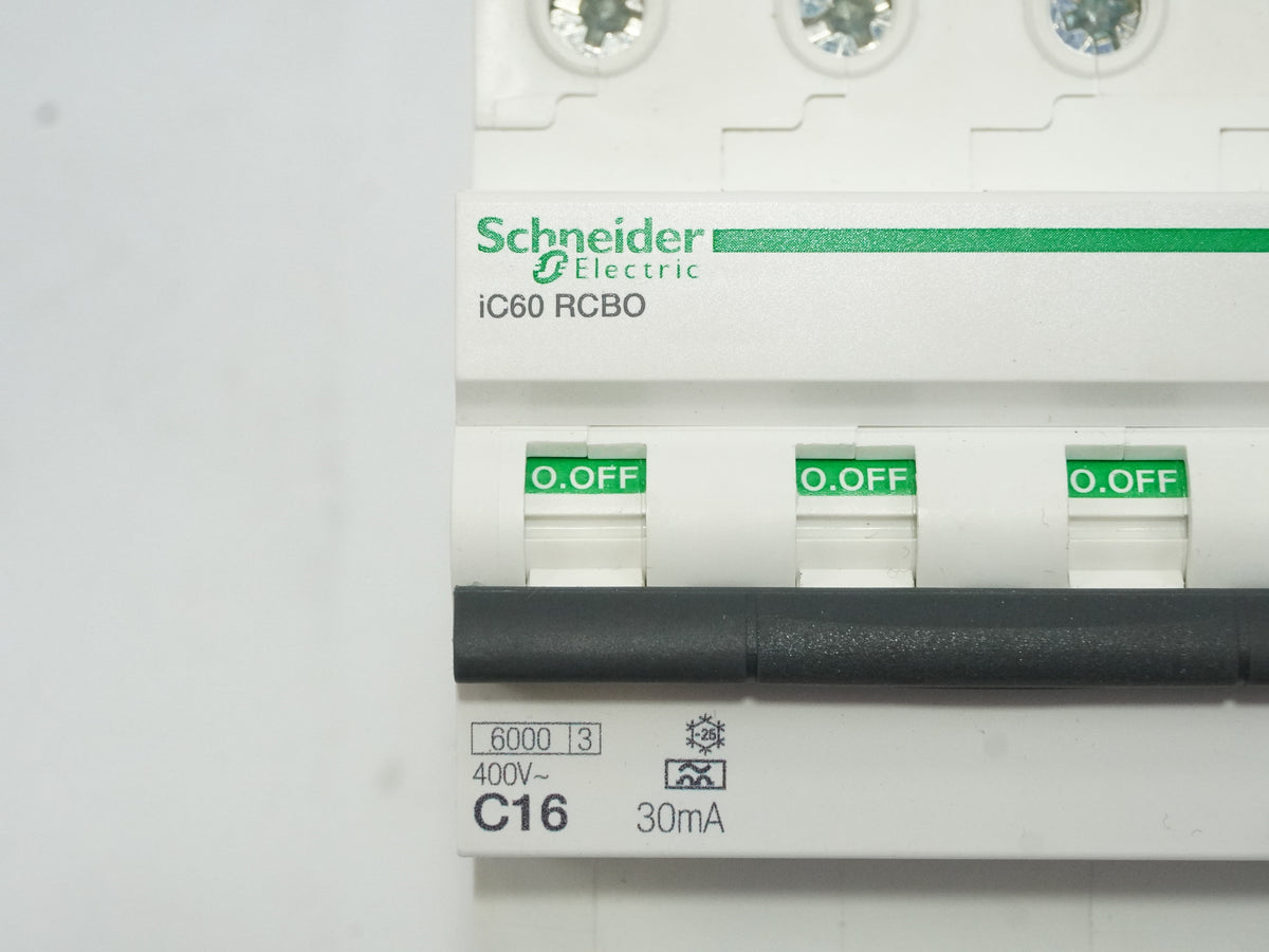 Schneider Electric A9D67416 Acti9 IC60 RCBO 4P 16A 30mA-C-A Circuit Breaker