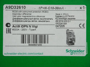 Schneider Electric A9D32610 Acti9 iDPN N Vigi RCBO 1P+N C10 230V 30mA Type A