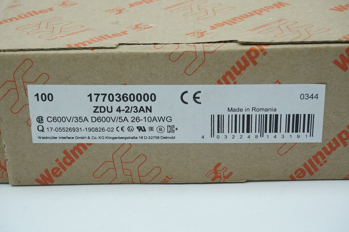 Weidmüller 1770360000 ZDU 4-2/3AN Terminal Block Batch 75pcs.
