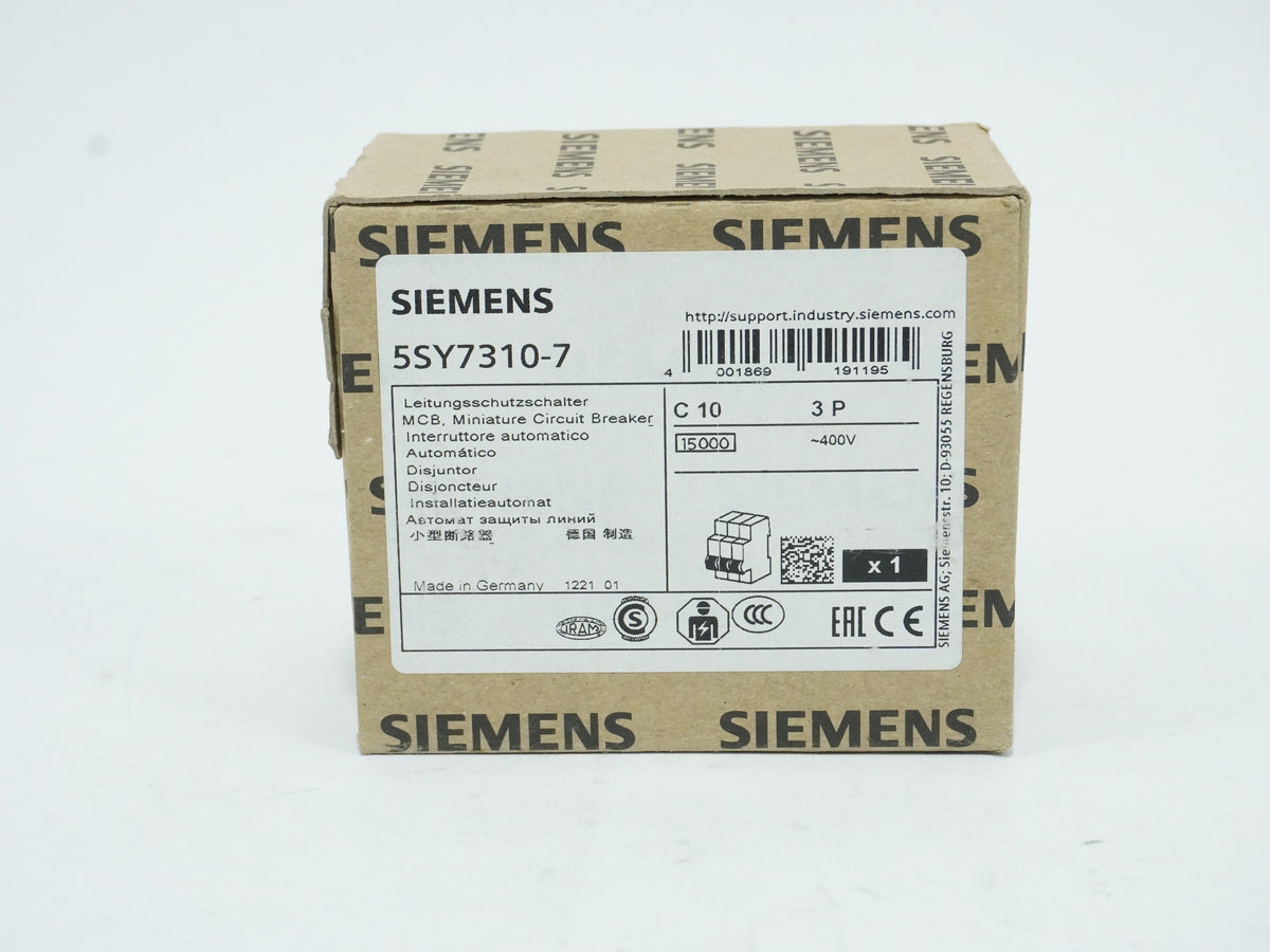 Siemens 5SY7310-7 MCB Miniature Circuit Breaker C10 3P