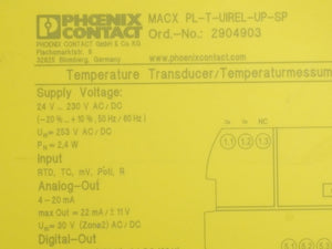 Phoenix Contact 2904903 MACX PL-T-UIREL-UP-SP Temperature Transducer